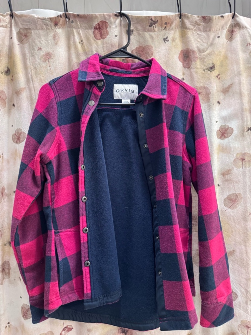 Orvis Red and Navy Plaid Fleece-Lined Jean Shacket
